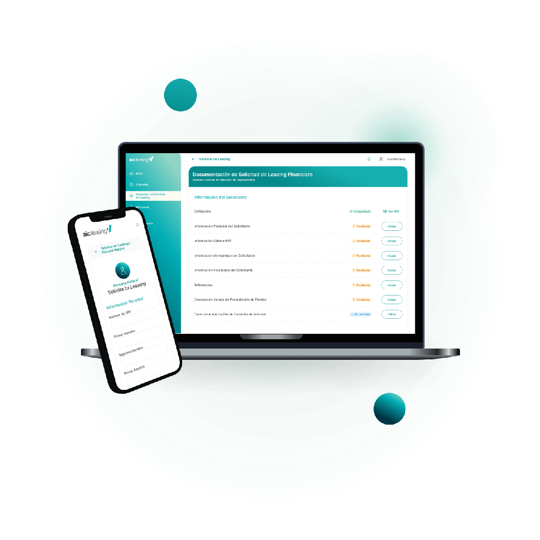 Proceso simple en plataforma digital de AIC Leasing Guatemala
